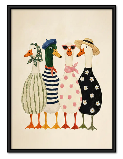 Fashionable Duck Friends Wall Art