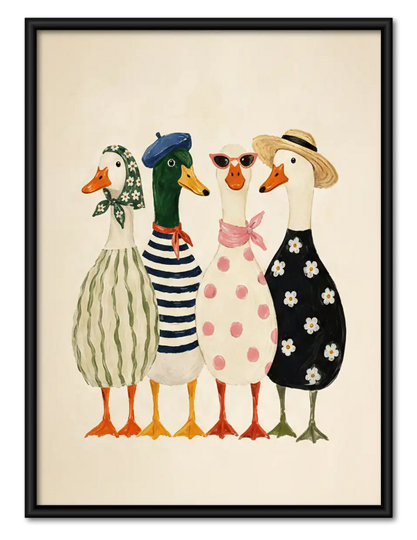 Fashionable Duck Friends Wall Art