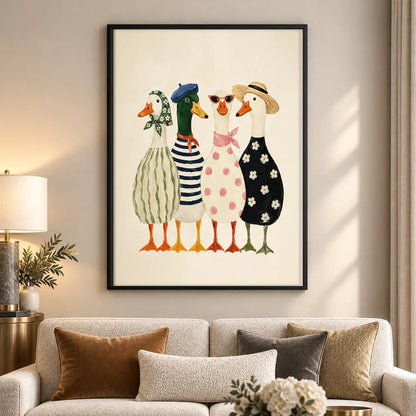 Fashionable Duck Friends Wall Art 5