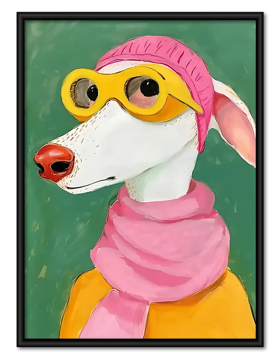 Fashionable Greyhound in Pink Wall Art 1