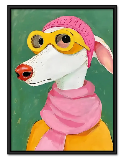Fashionable Greyhound in Pink Wall Art