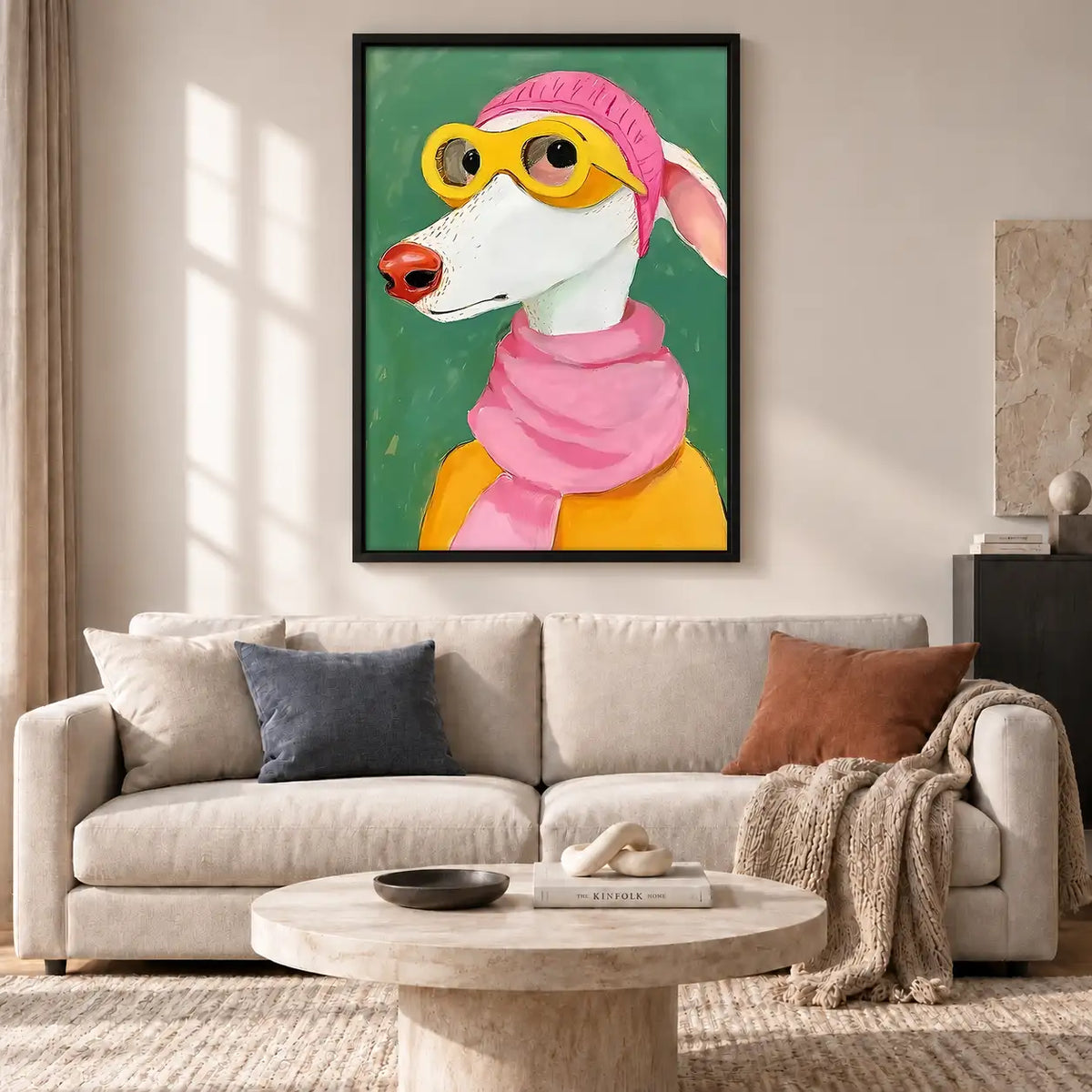 Fashionable Greyhound in Pink Wall Art 2