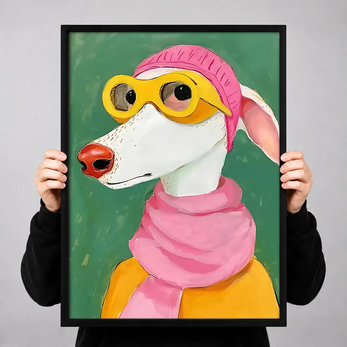 Fashionable Greyhound in Pink Wall Art 3