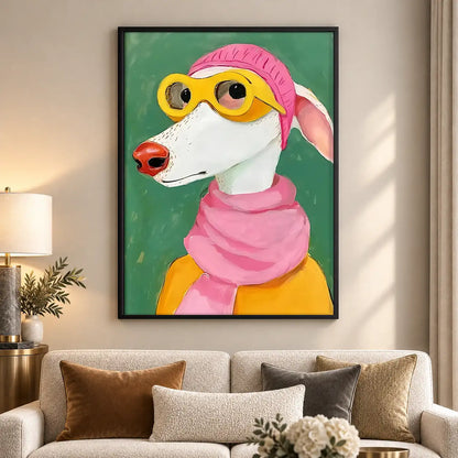 Fashionable Greyhound in Pink Wall Art 5