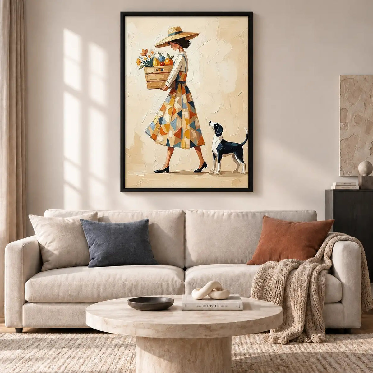 Fashionable Woman Walking Dog Wall Art 2