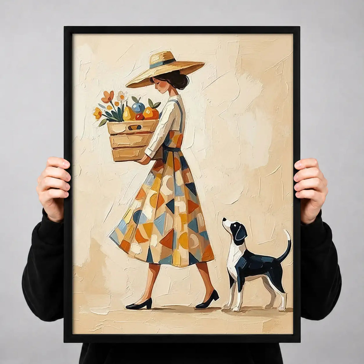Fashionable Woman Walking Dog Wall Art 3