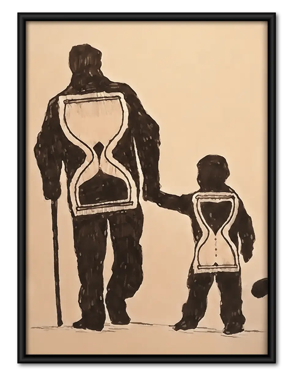 Father and Child with Hourglass Wall Art 1