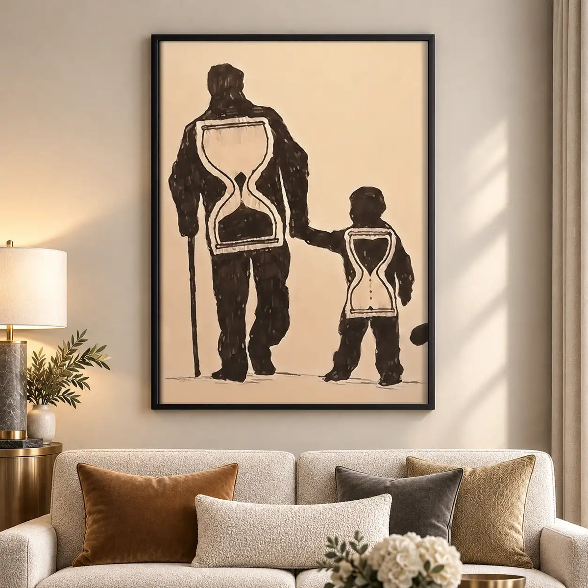 Father and Child with Hourglass Wall Art 5