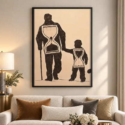 Father and Child with Hourglass Wall Art 5