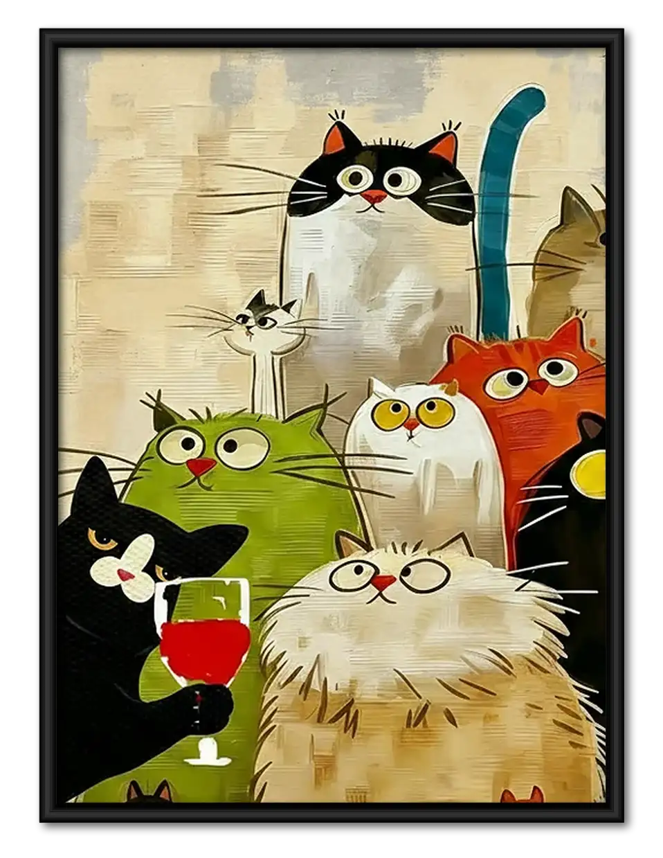 Festive Cat Party Group Wall Art 1
