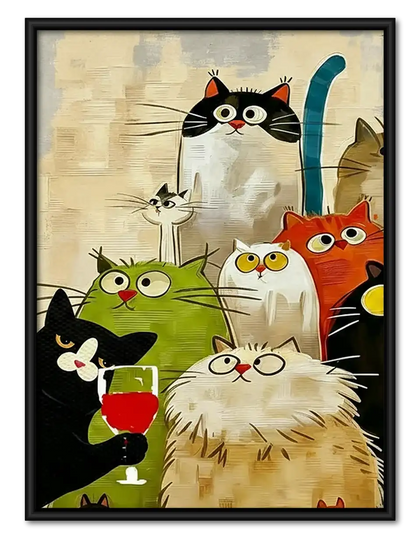 Festive Cat Party Group Wall Art
