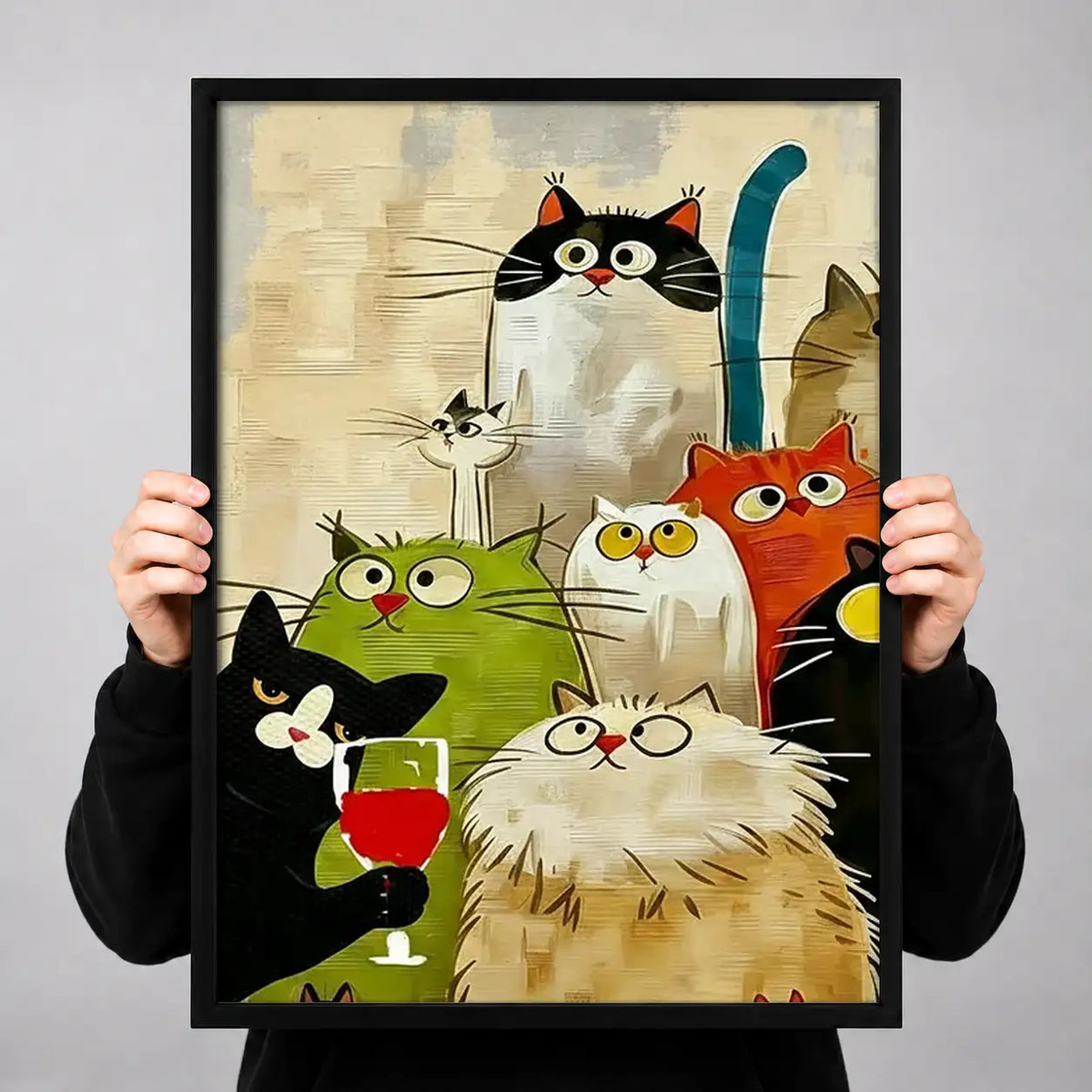 Festive Cat Party Group Wall Art 3