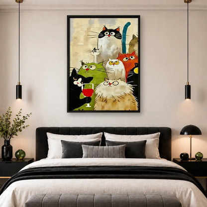 Festive Cat Party Group Wall Art 4