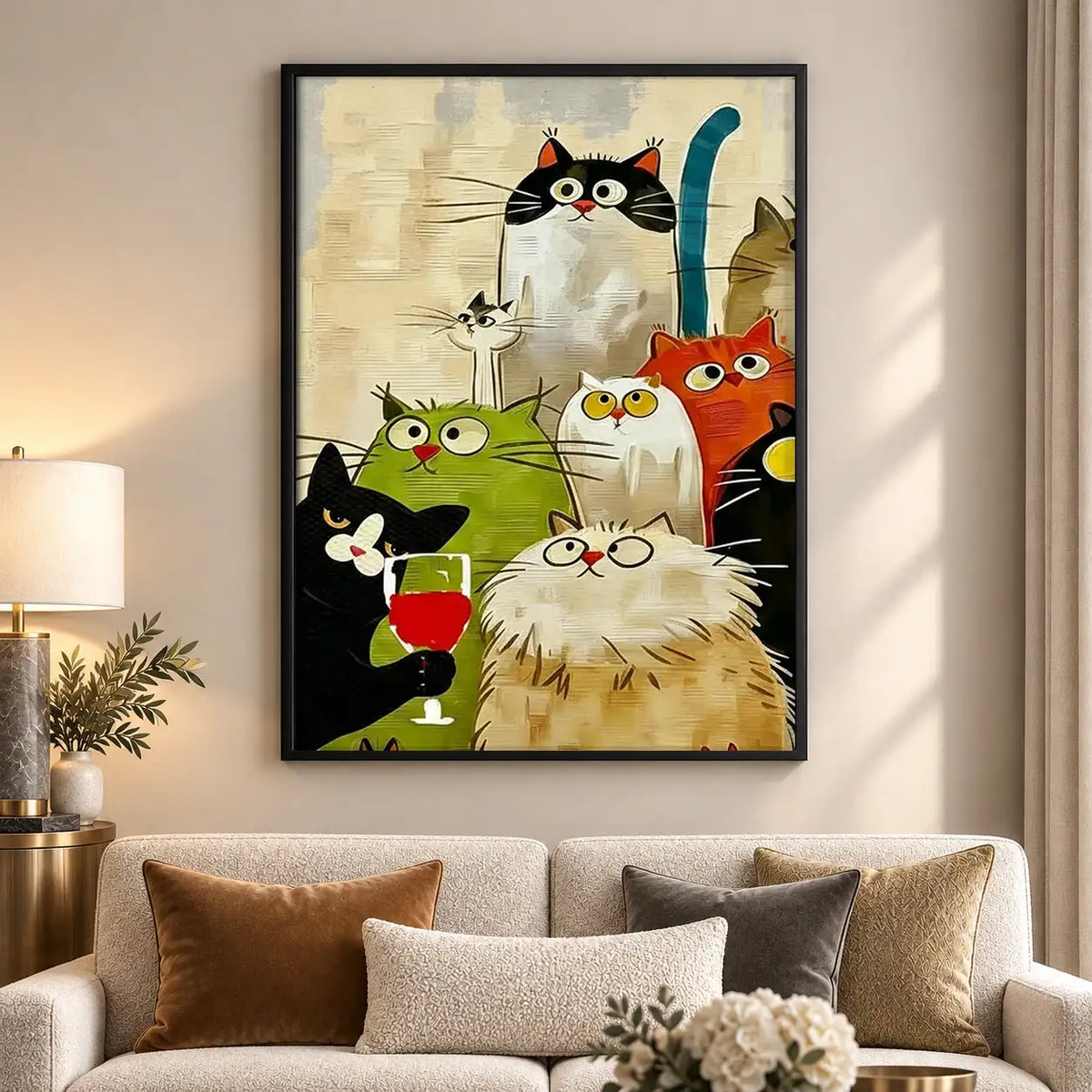 Festive Cat Party Group Wall Art 5