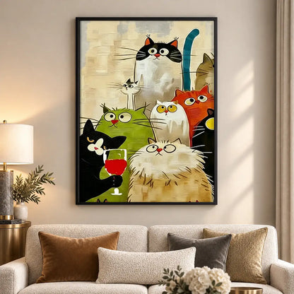 Festive Cat Party Group Wall Art 5