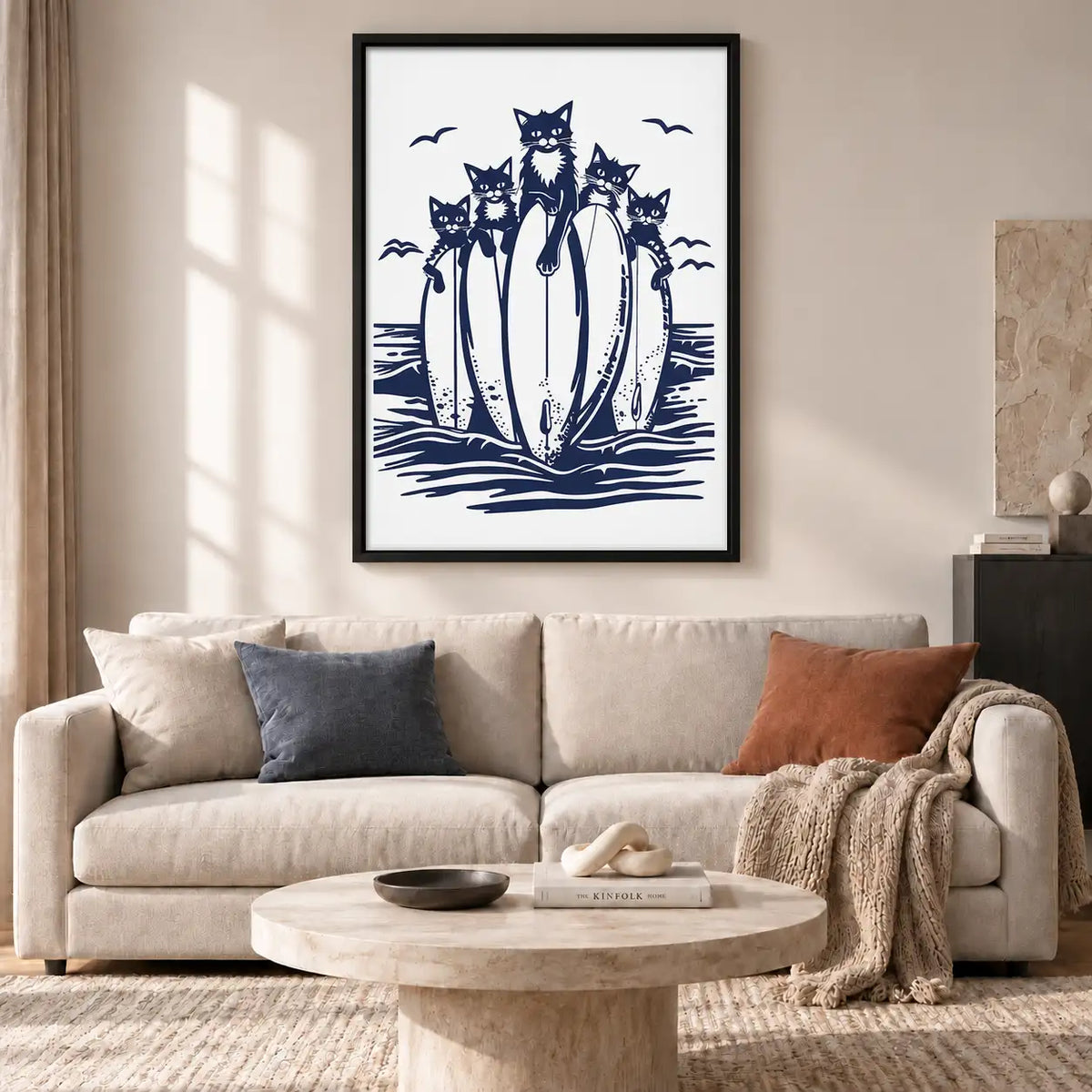 Five Cats Riding a Wave Wall Art 2