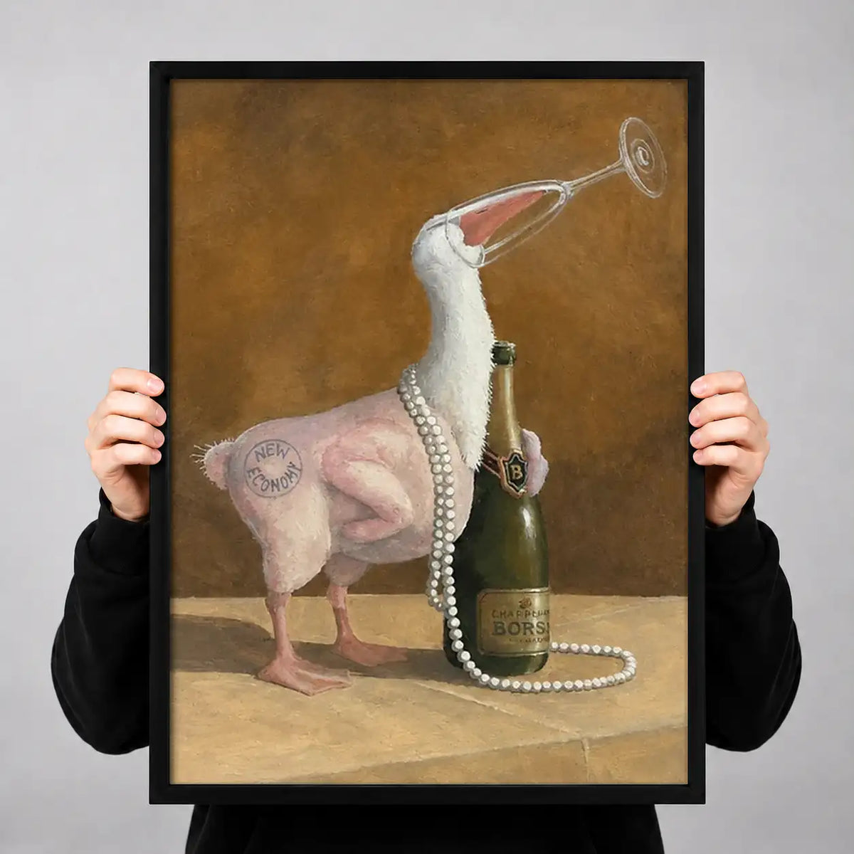 Flamingo Calling with Champagne Wall Art 3