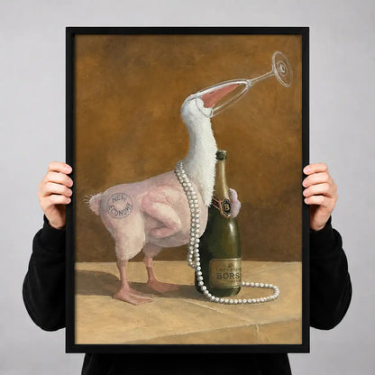 Flamingo Calling with Champagne Wall Art 3