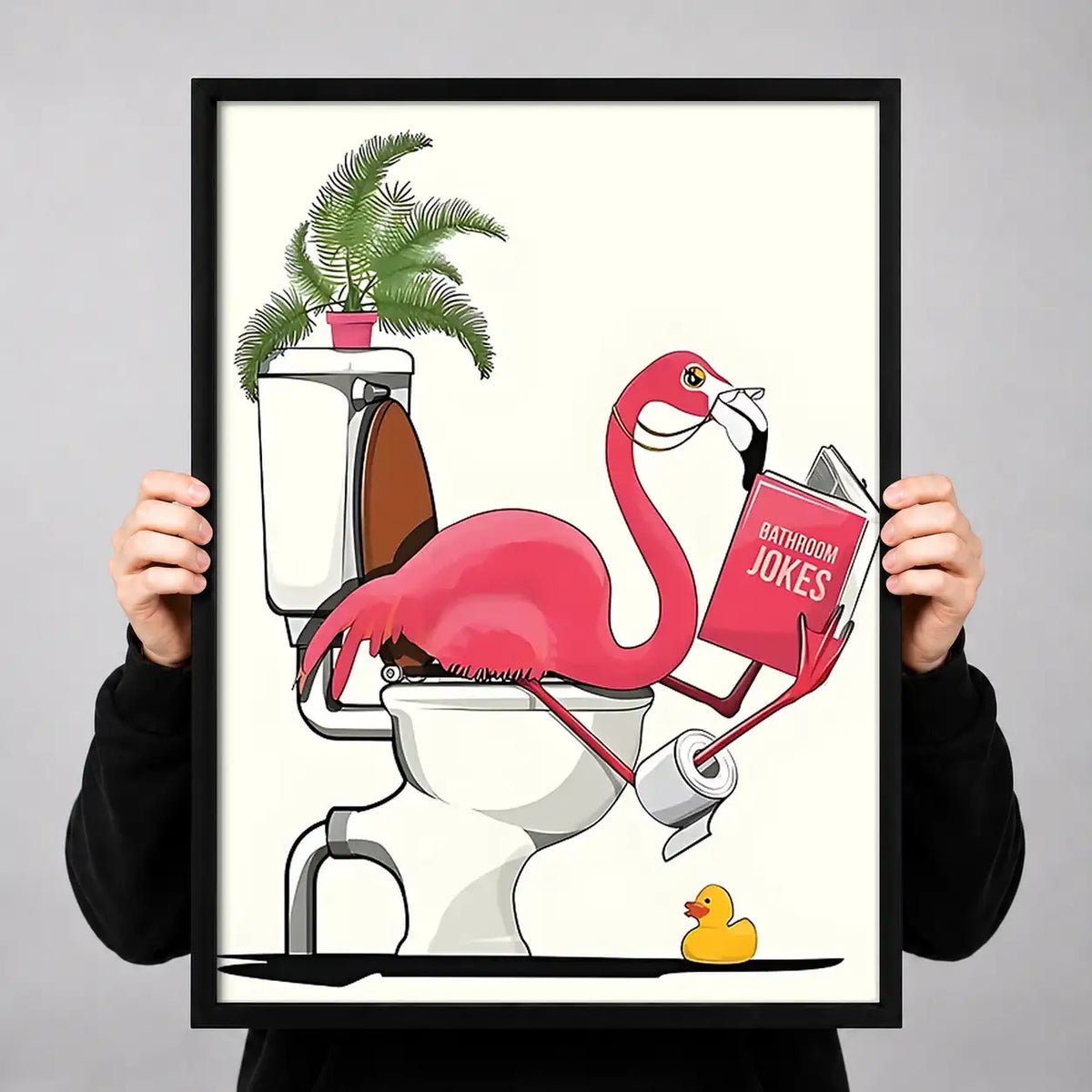 Flamingo Reading in Bathroom Wall Art 3