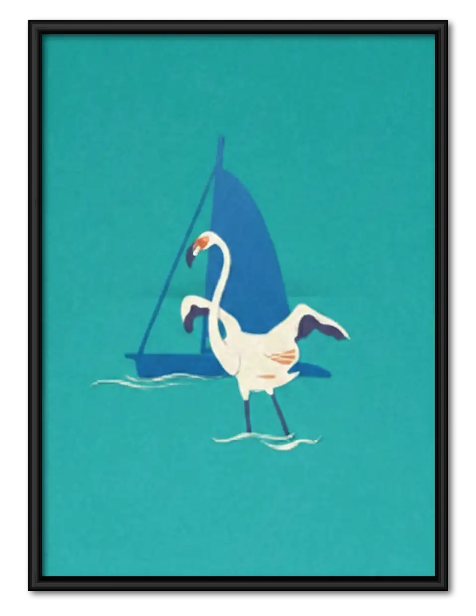 Flamingos Dancing on Turquoise Wall Art 1