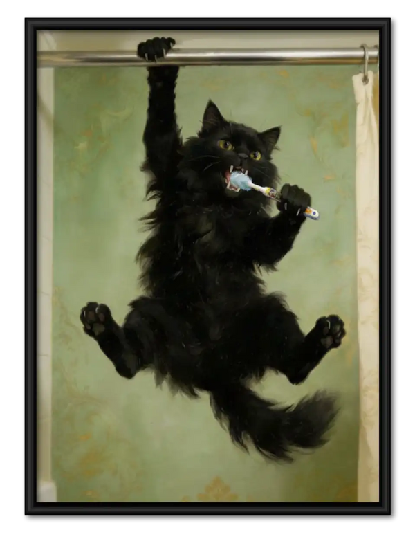 Floating Black Cat Dream Wall Art