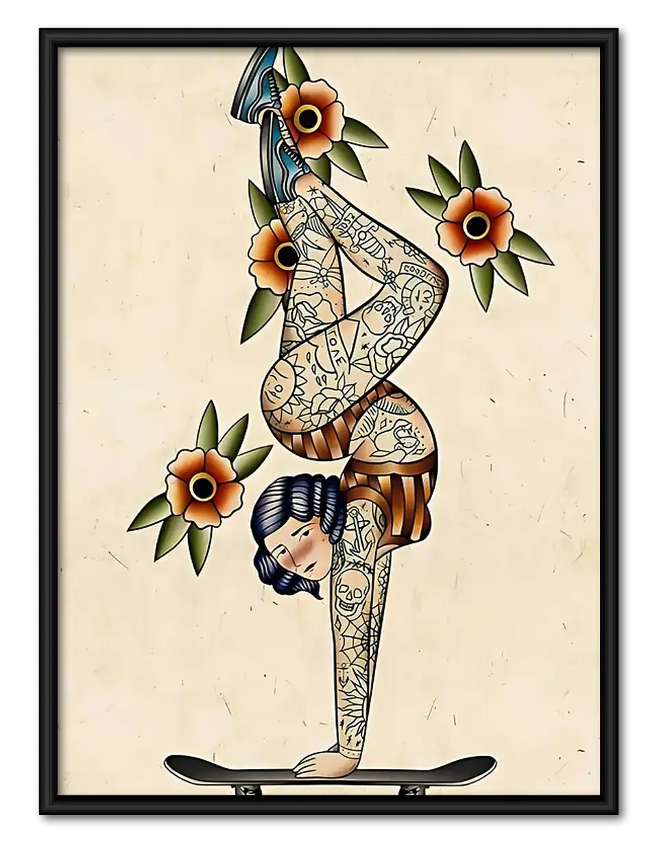 Floral Tattoo Fashion Figure Wall Art 1
