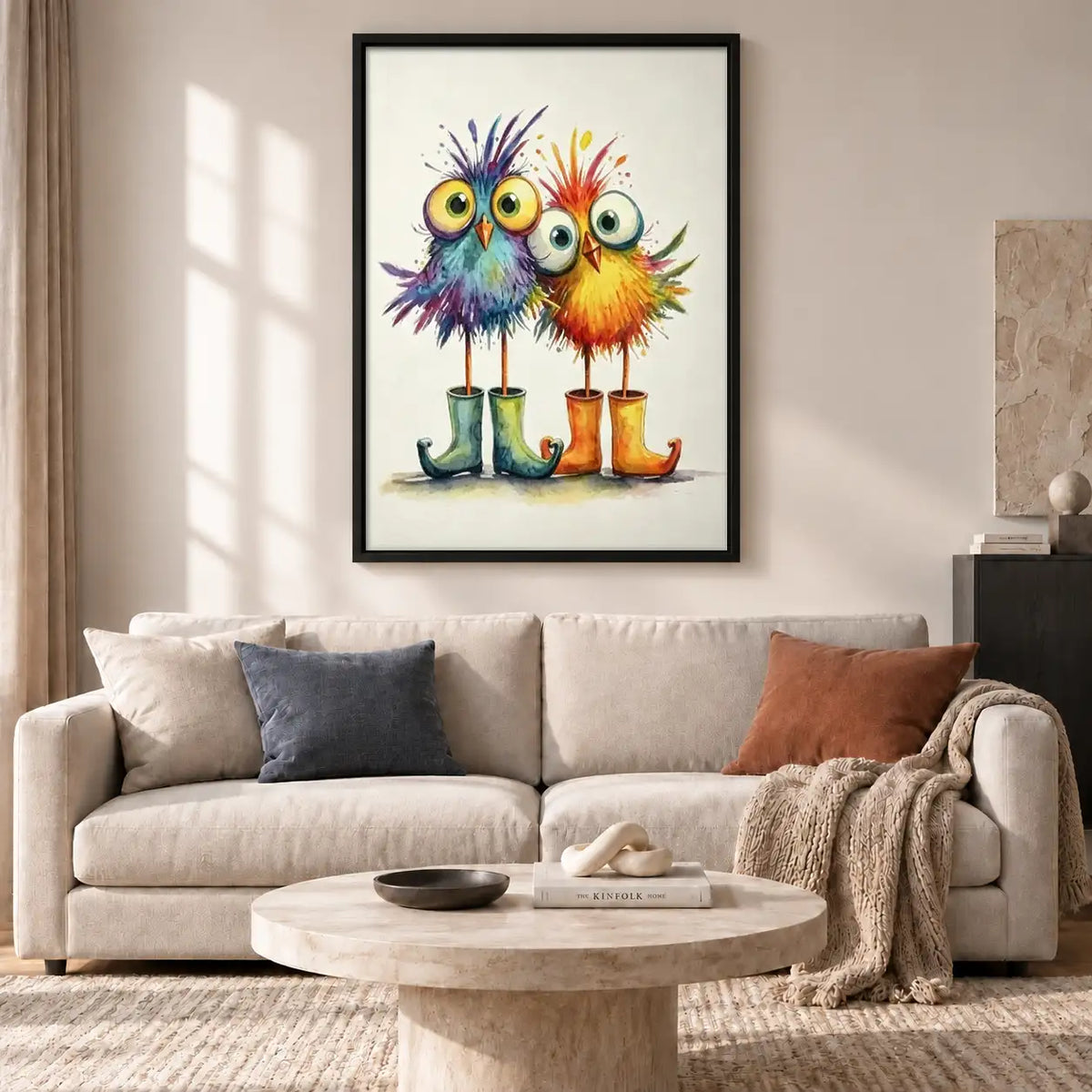 Fluffy Birds Wearing Colorful Boots Wall Art 2