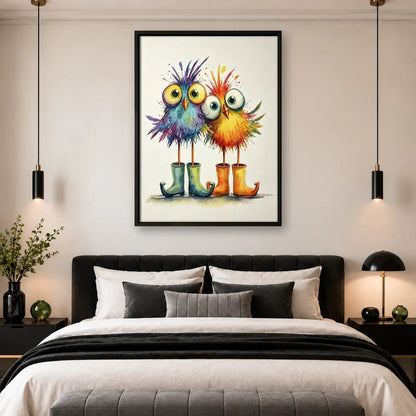 Fluffy Birds Wearing Colorful Boots Wall Art 4