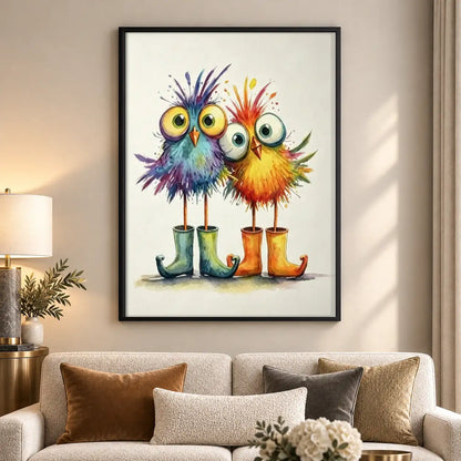 Fluffy Birds Wearing Colorful Boots Wall Art 5