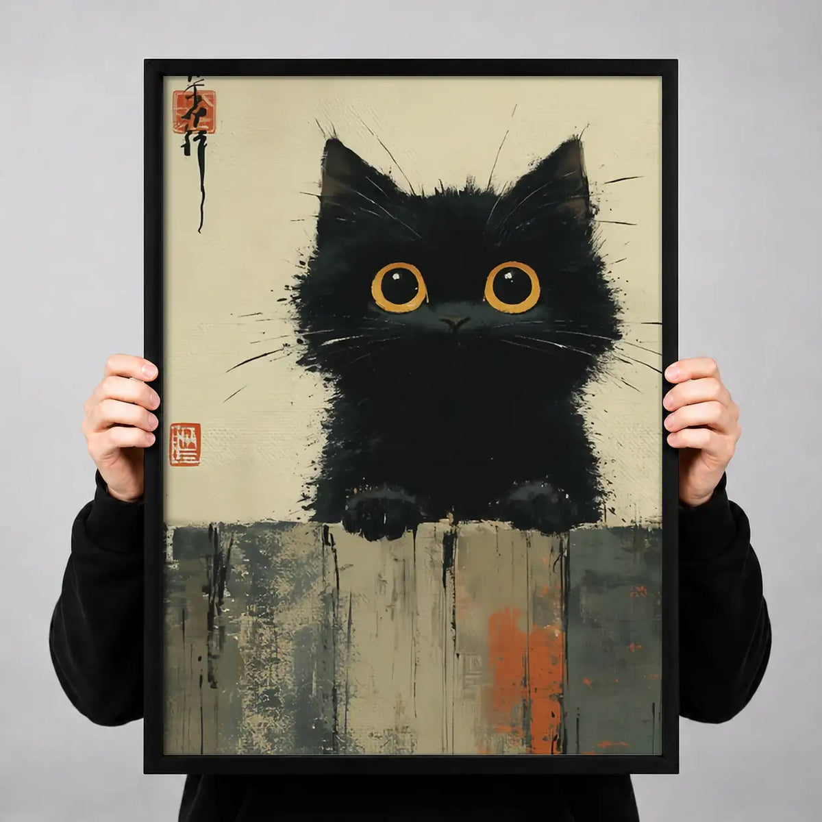 Fluffy Black Kitten Portrait Wall Art 3