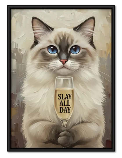 Fluffy Cat Slay All Day Wall Art