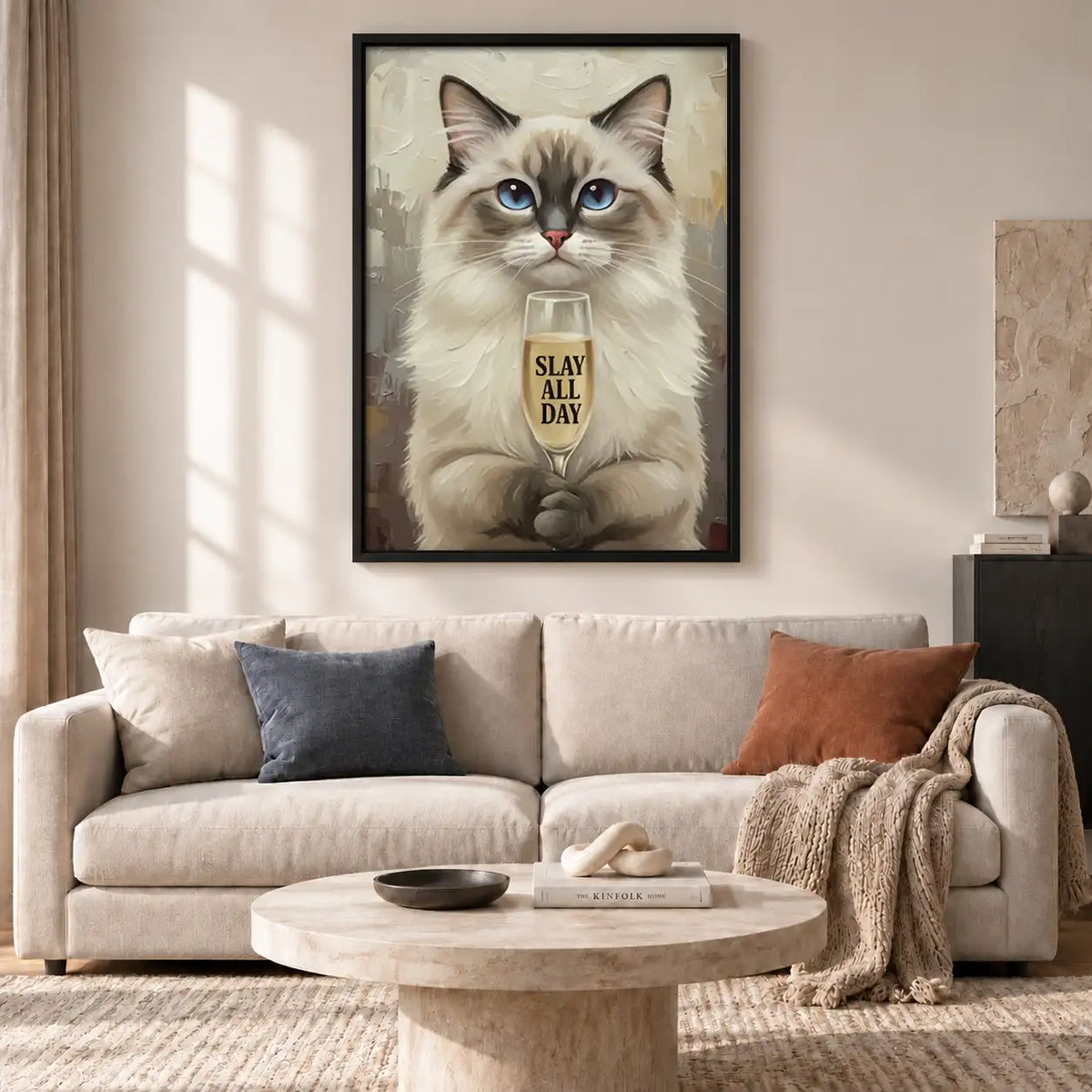Fluffy Cat Slay All Day Wall Art 2