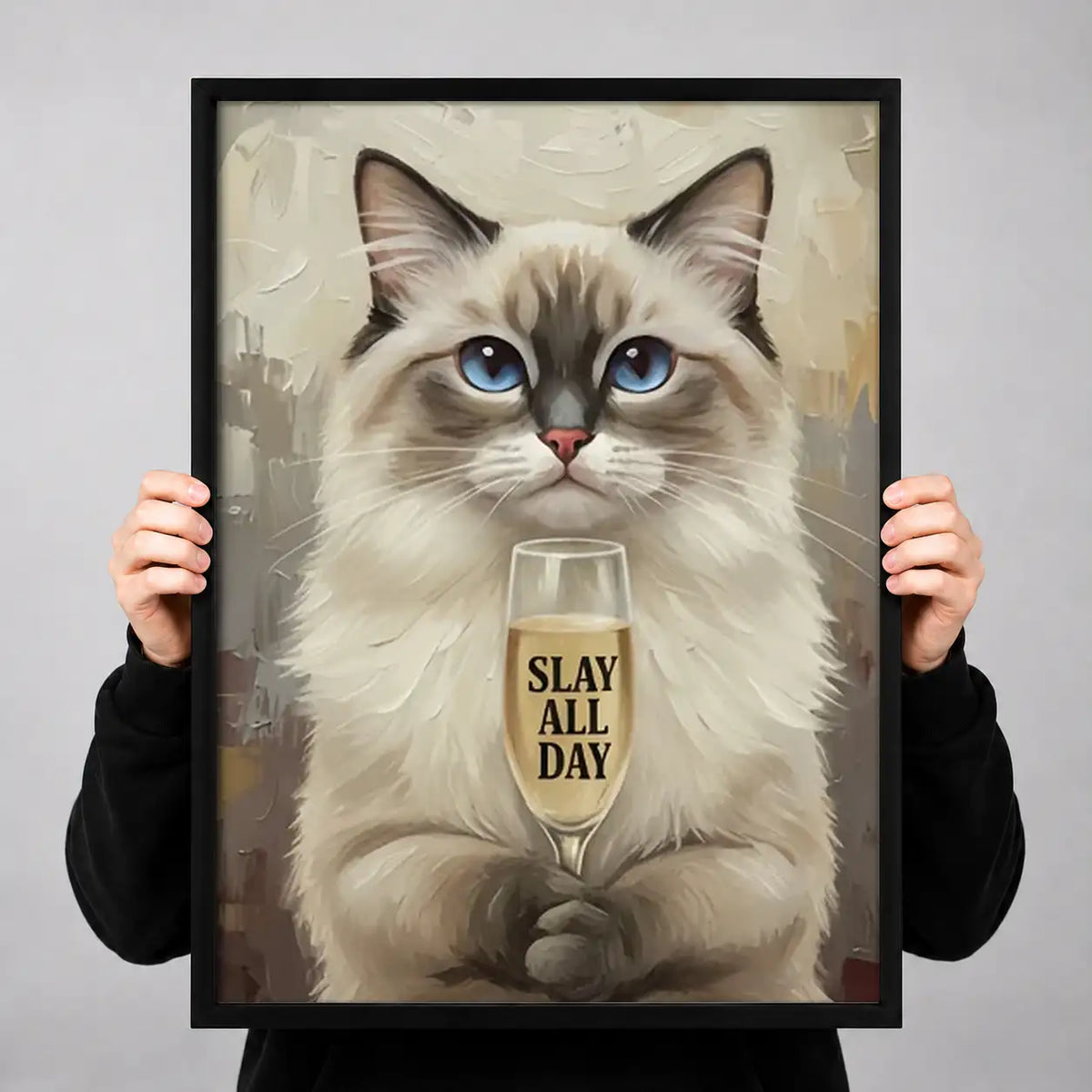 Fluffy Cat Slay All Day Wall Art 3