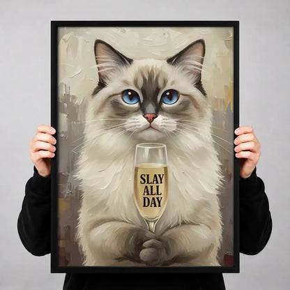 Fluffy Cat Slay All Day Wall Art 3