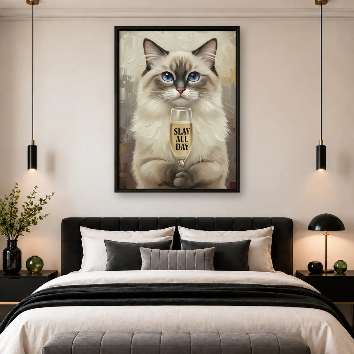 Fluffy Cat Slay All Day Wall Art 4