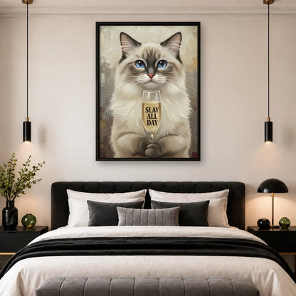 Fluffy Cat Slay All Day Wall Art 4