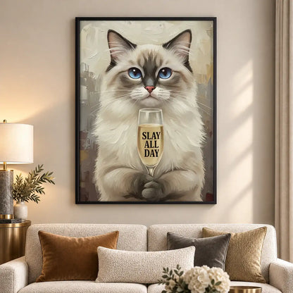 Fluffy Cat Slay All Day Wall Art 5