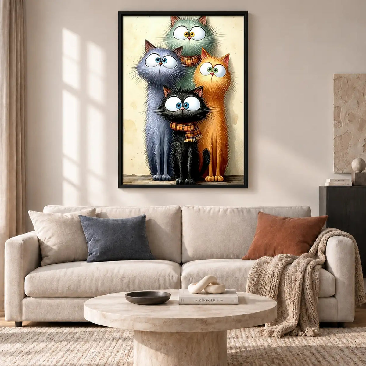 Fluffy Colorful Cat Family Wall Art 2