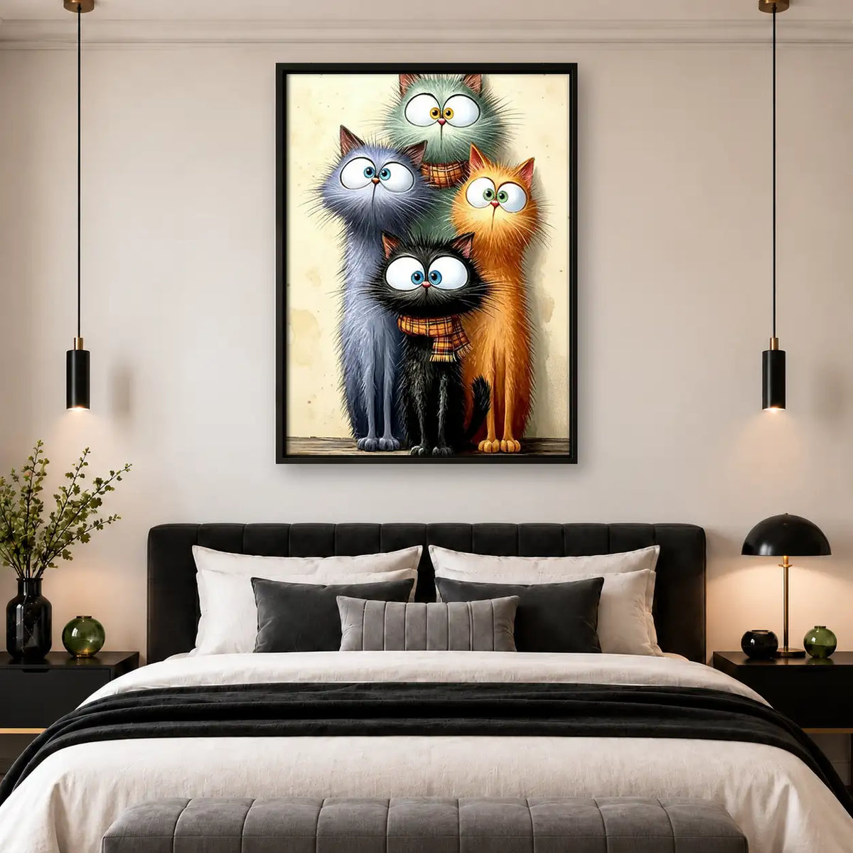 Fluffy Colorful Cat Family Wall Art 4