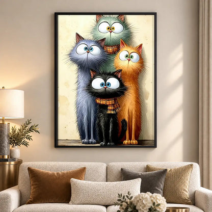 Fluffy Colorful Cat Family Wall Art 5