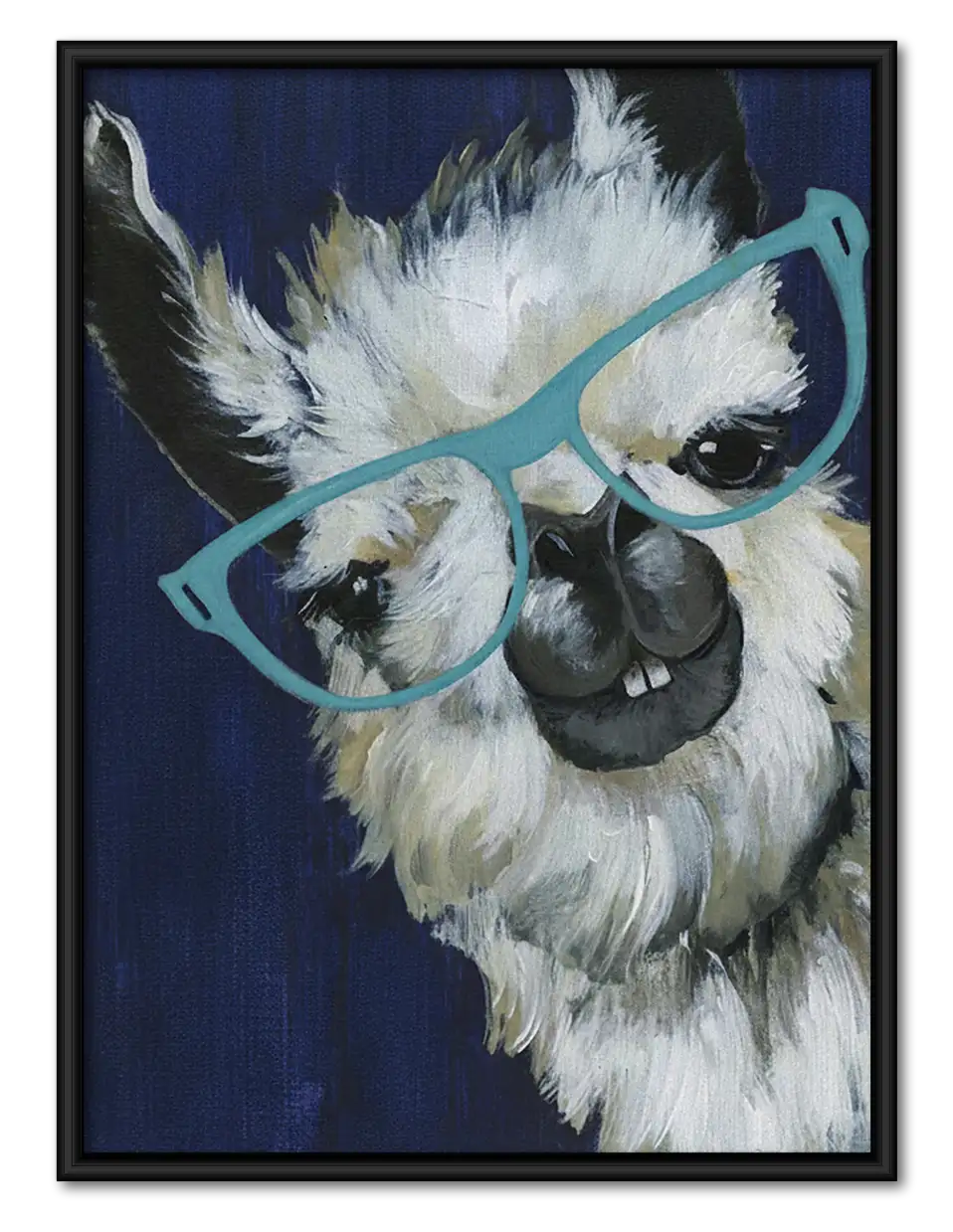 Fluffy Owl Wearing Blue Glasses Wall Art 1