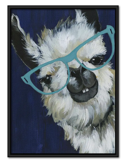 Fluffy Owl Wearing Blue Glasses Wall Art 1