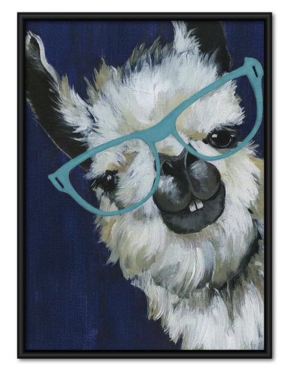Fluffy Owl Wearing Blue Glasses Wall Art