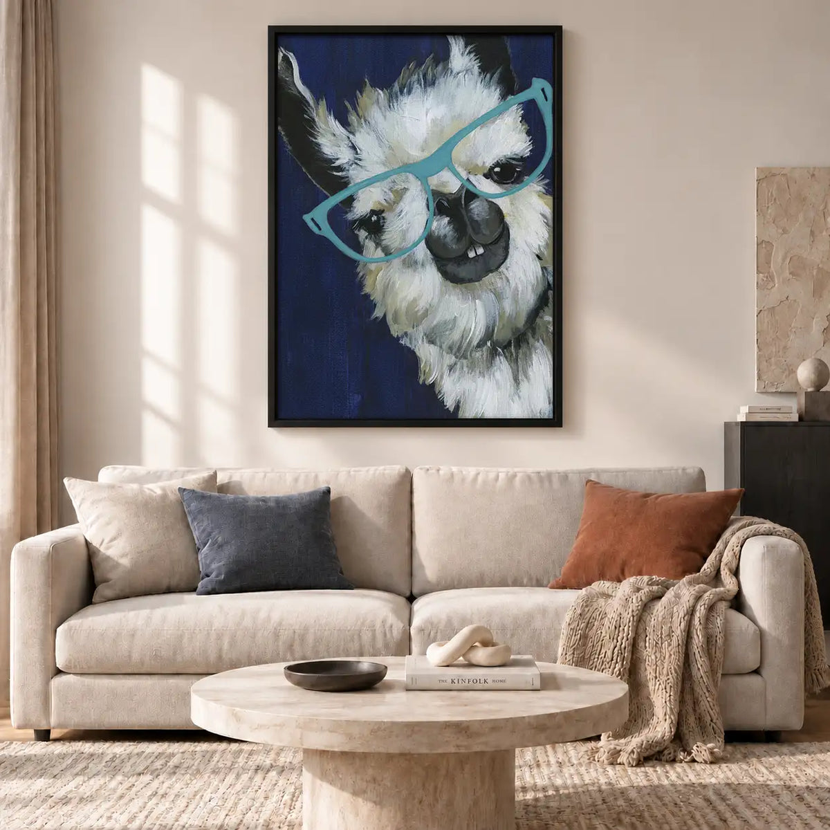 Fluffy Owl Wearing Blue Glasses Wall Art 2