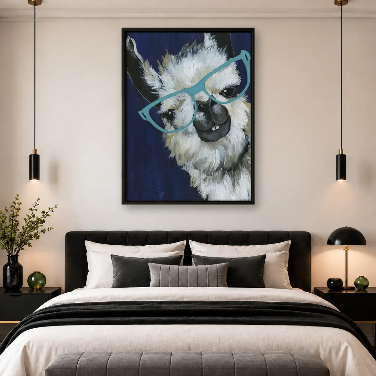 Fluffy Owl Wearing Blue Glasses Wall Art 4