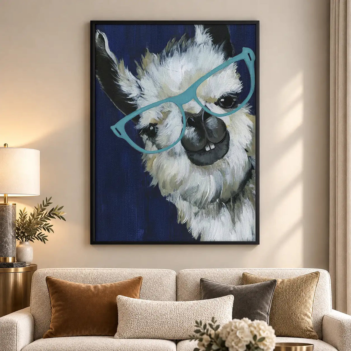 Fluffy Owl Wearing Blue Glasses Wall Art 5