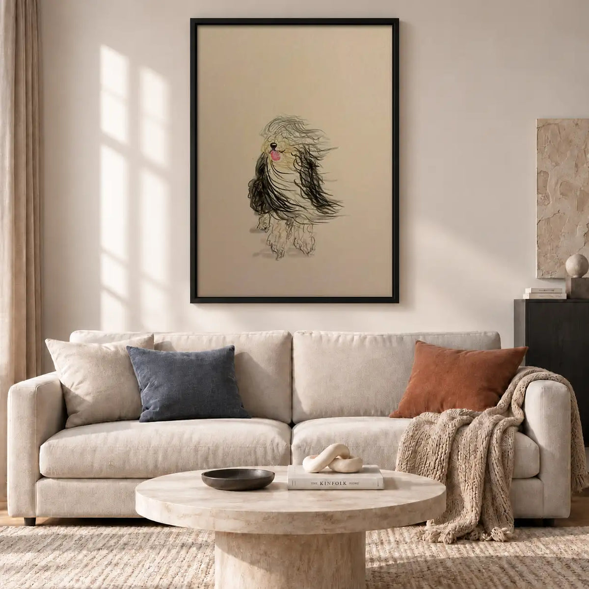 Fluffy Shaggy Dog Minimal Drawing Wall Art 2