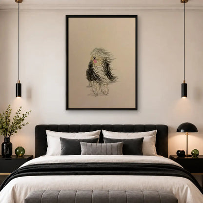 Fluffy Shaggy Dog Minimal Drawing Wall Art 4