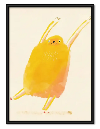 Fluffy Yellow Bird Character Wall Art