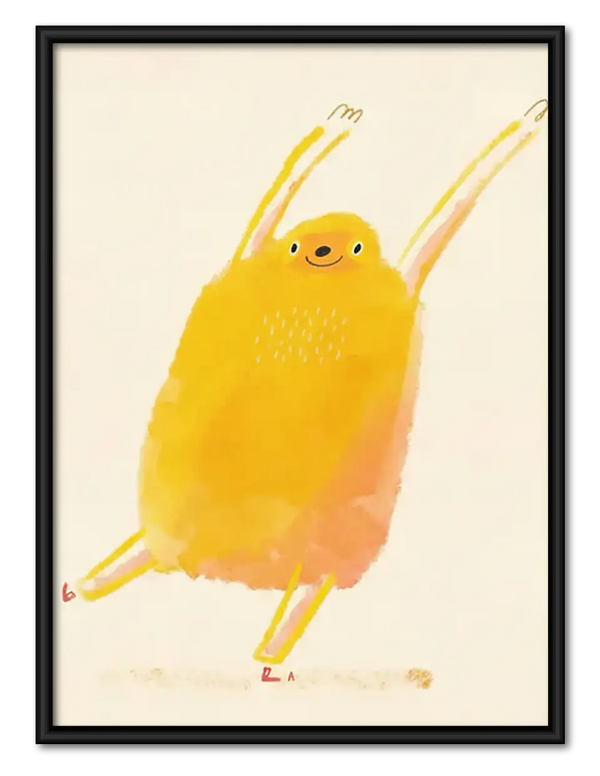 Fluffy Yellow Bird Character Wall Art